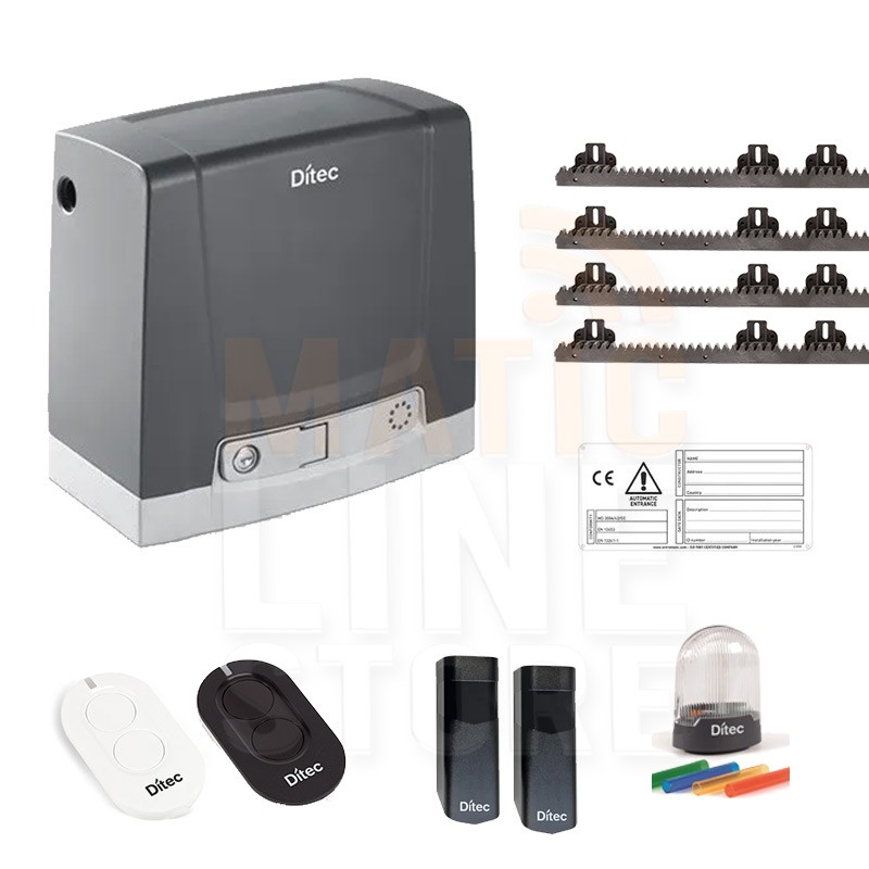 DITEC KIT NEOS 24V 600KG PUERTA CORREDERA 4MT RACK DIT600NESLP