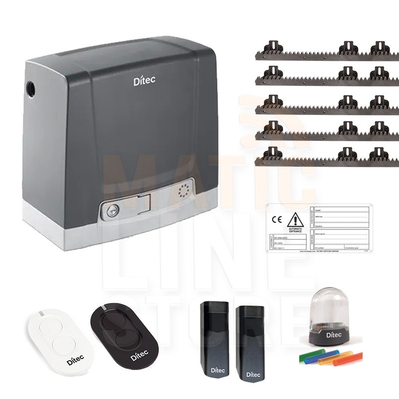 DITEC KIT NEOS 24V 600KG PORTAIL COULISSANT 5MT RACK DIT600NESLP