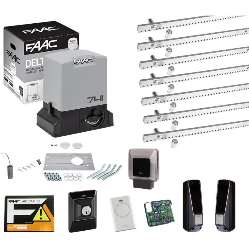 KIT FAAC DELTA 3 741 PARA PUERTA CORREDERA CAPACIDAD 900KG 220V 5MT RACK 105630445