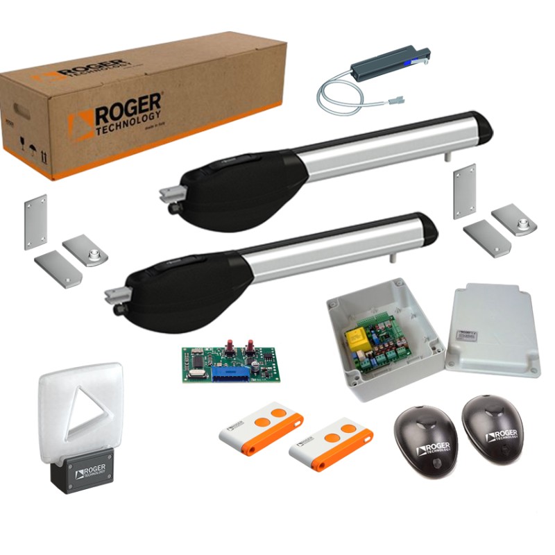 KIT ROGER R20/510 230V AC IRREVERSIBLE PARA PUERTAS BATIENTES HASTA 3,5M CON 1 MICROINTERRUPTOR FINAL DE CARRERA