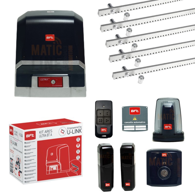 KIT BFT ARES ULTRA BT A1500 24V MAX 1500 KG 5MT RACK EN ACIER 2604051