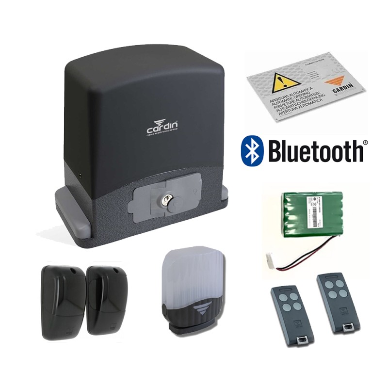 CARDIN KT-SLX624SE KOMPLETTSET MIT PUFFERAKKU FÜR SCHIEBETORE 600KG 24V BLUETOOTH-VERBINDUNG
