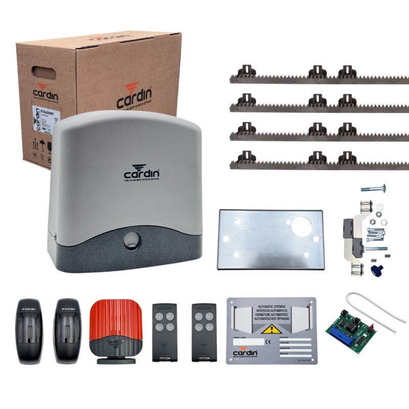 CARDIN SLACE FAST KIT PER AUTOMAZIONE CANCELLI SCORREVOLI 300KG 24V CON 4MT CREMAGLIERA KT-SLACEFAST VELOCE