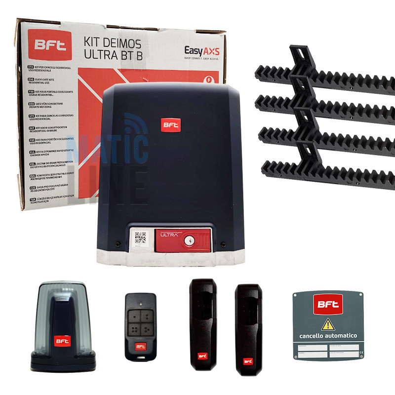 BFT KIT DEIMOS ULTRA BT B600 24 V 600 KG PUERTA CORREDERA 4 MT CREMALLERA 2618209